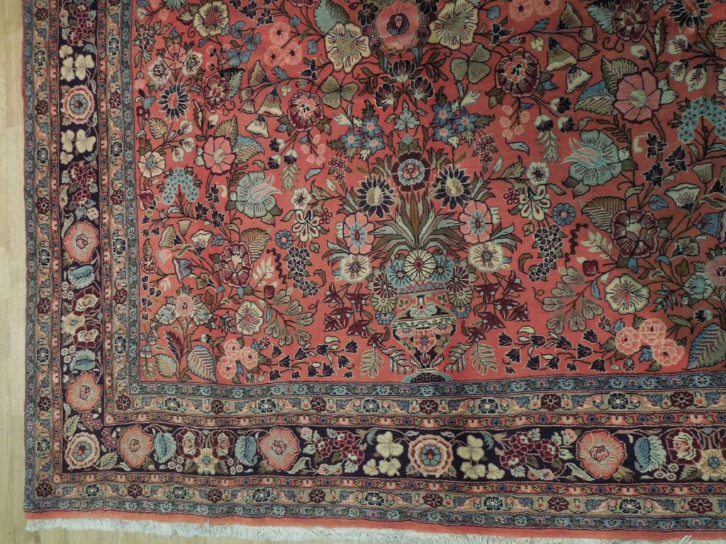 6.10 x 10.8 Peach Salmon Fine Persian Floral Bijar Rug 72364