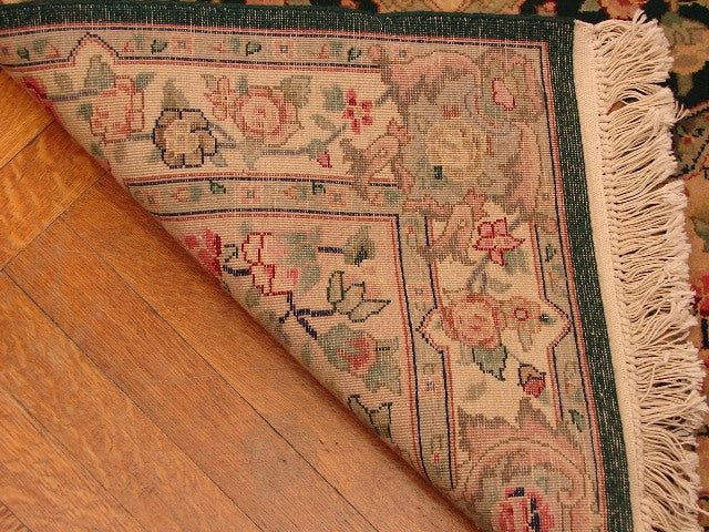 3' x 12' Green Sino Tabriz Wool&Silk Runner Rug 12832