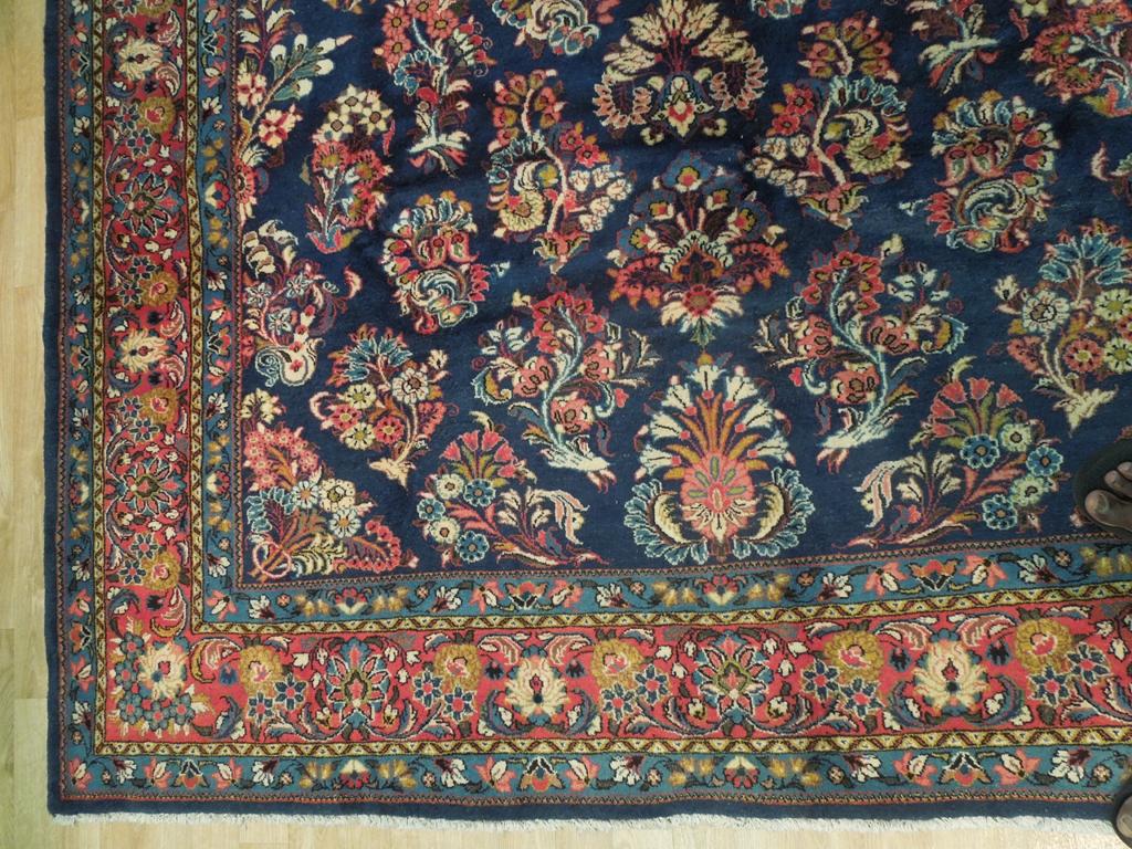 7.2 x 9.10 Navy Blue Fine Persian Sarouk Wool Rug 72420