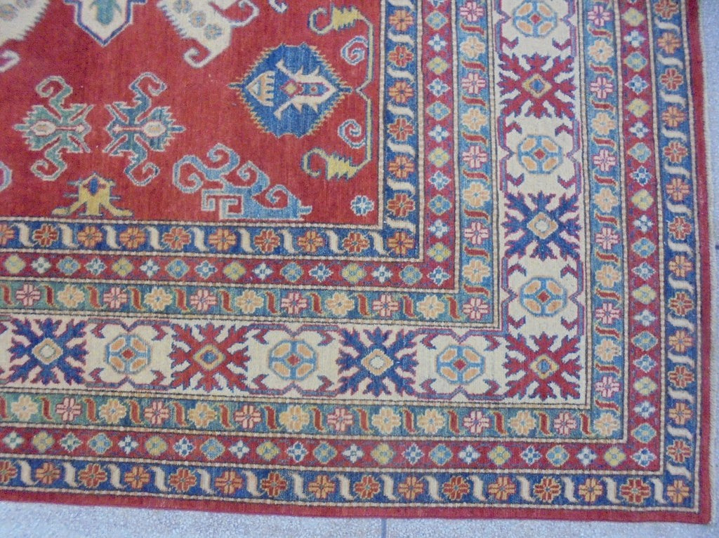 13.2 x 9.6 Tiger Orange Kazak Rug 75541