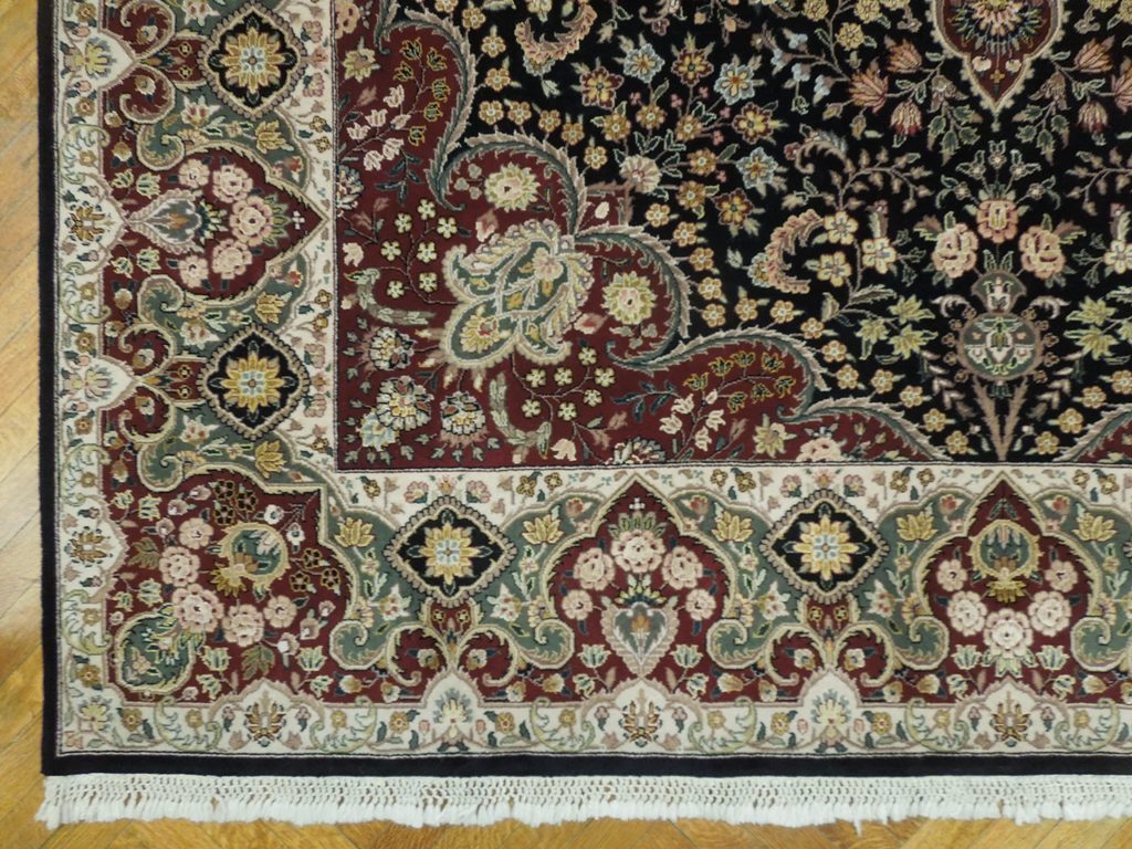 7.9 x 9.10 Wool & Silk High End Lavar Rug BLACK 19915