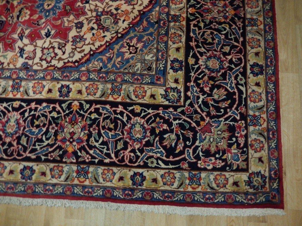 9x13 Authentic Hand Knotted Semi-Antique Persian Isfahan Rug - Iran - bestrugplace