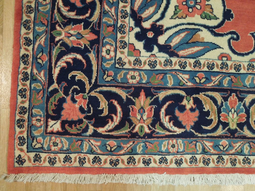 7 x 10.8 Persian Sarouk Rug CORAL RED 72410