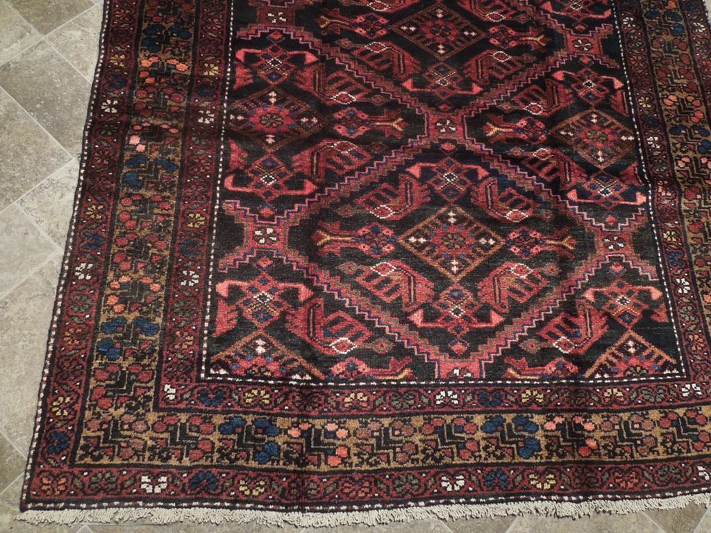 5 x 9.6 Wine Red Semi Antique Persian Kurd Bijar Rug 73942