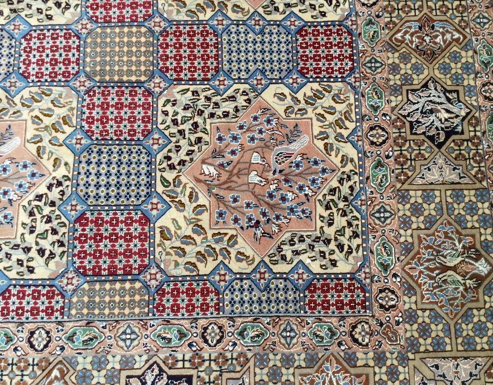 10x13 Authentic Hand Knotted Persian Wool & Silk Nain Rug - Iran - bestrugplace