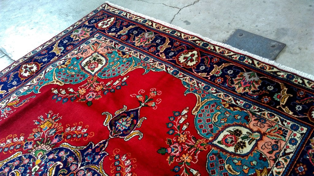 8.2 x 11.2 Red open Field Persian Tabriz Kerman Rug 80135