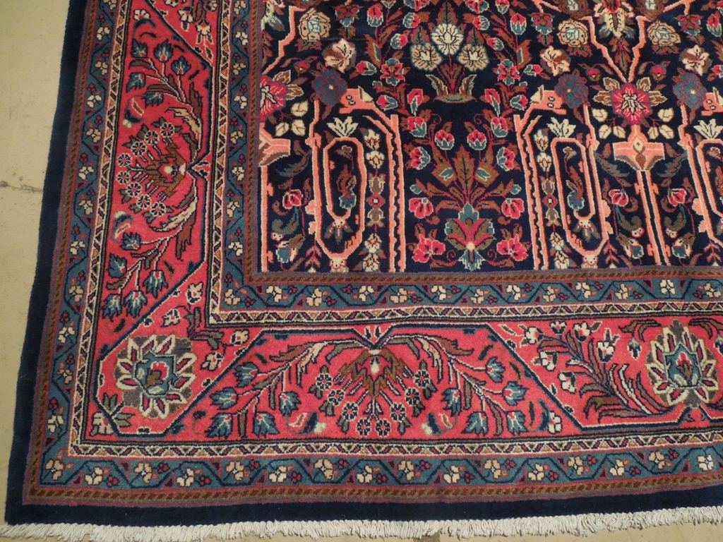 7 x 10 Navy Blue Fine Persian Sarouk Bijar Rug 72326