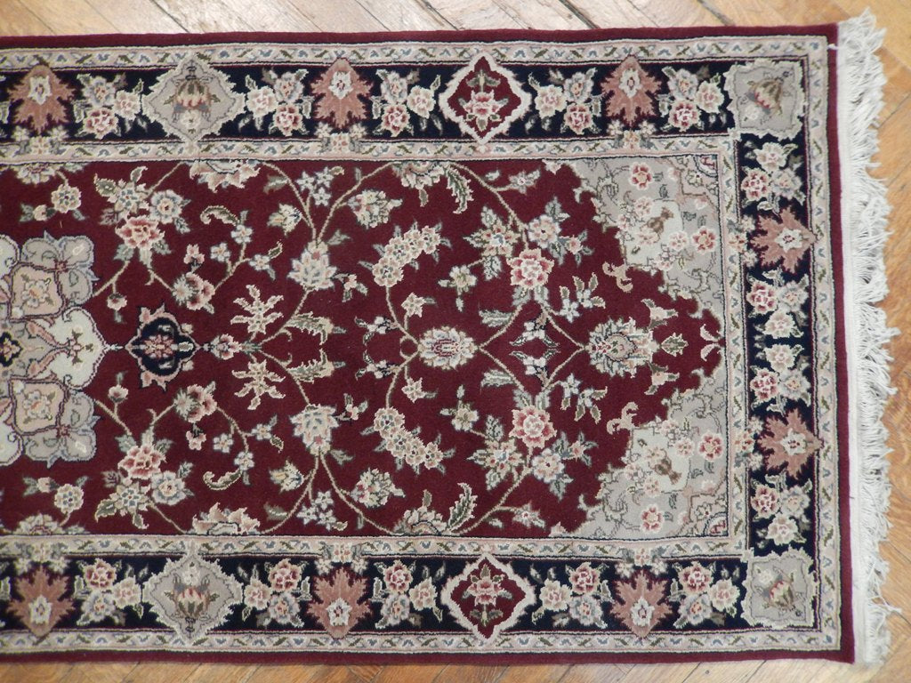 2' x 10' Red Sino Wool & Silk Runner Rug 21568