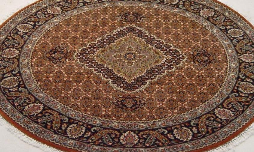5x5 Osmanabad Wool & Silk Tabriz Mahi Rug - India - bestrugplace