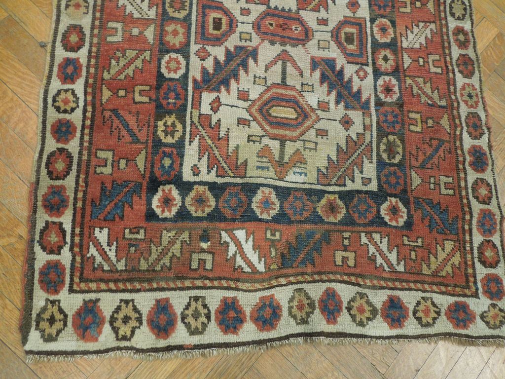 3.7 x 10 Ivory Antique Russian Kazak Rug 23930