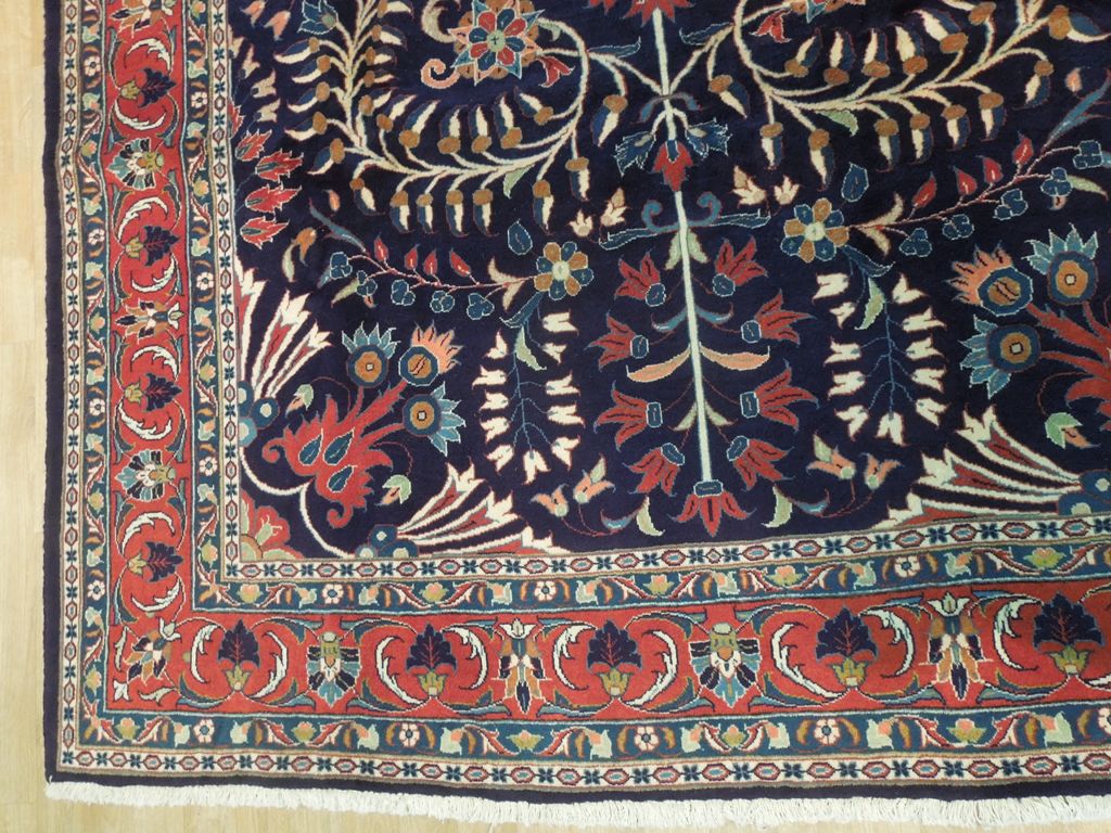 6.9 x 10 Navy Blue Fine Persian Lilihan Sarouk Rug 72369