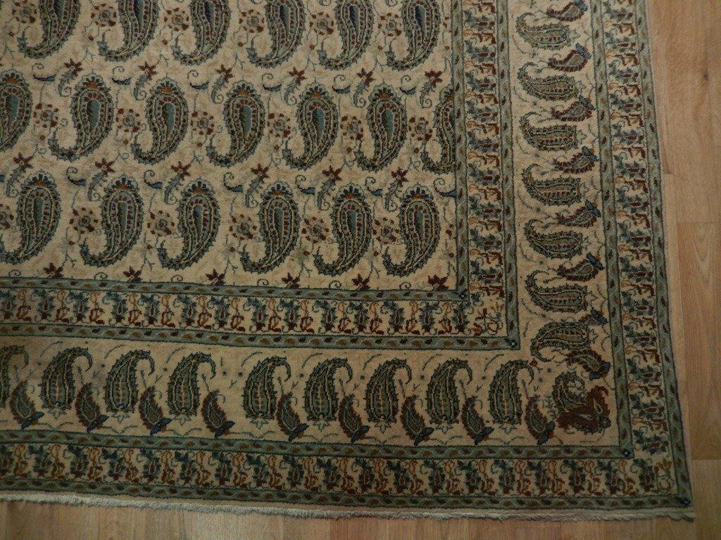 9x12 Authentic Hand Knotted Semi-Antique Persian Qum Paisley Rug - Iran - bestrugplace