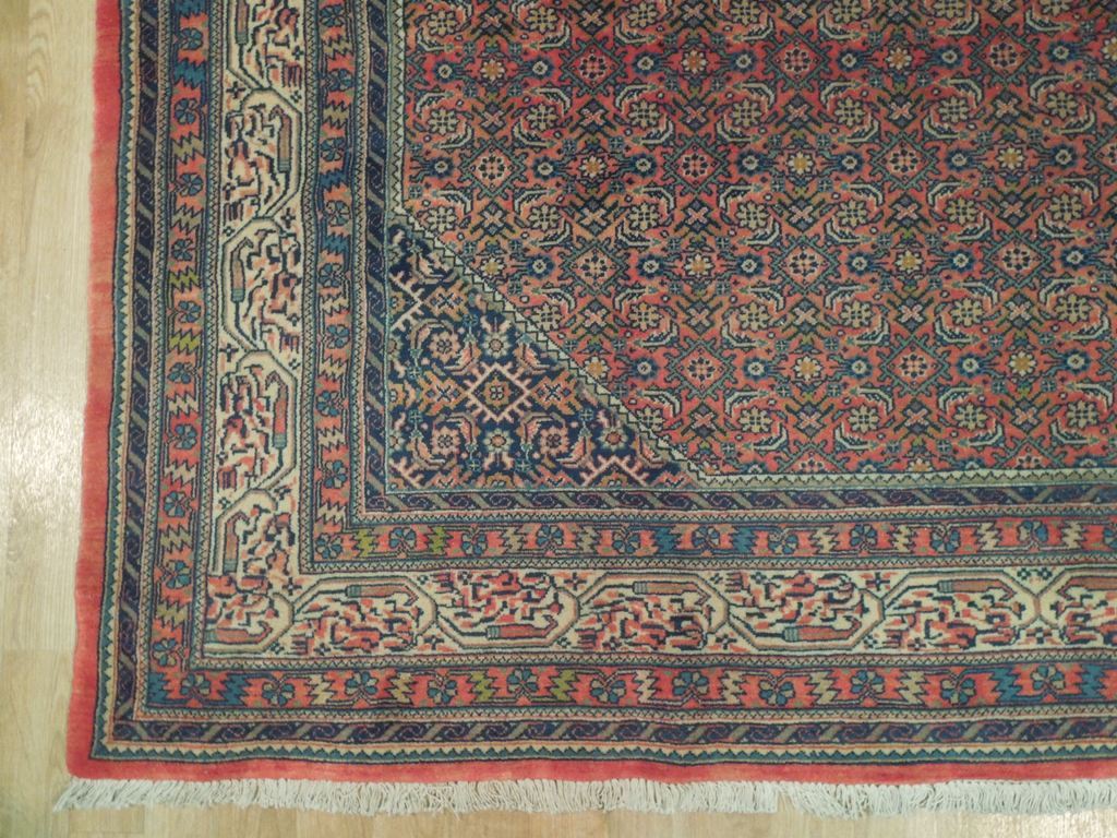 7' x 10' Coral Red Fine Persian Kord Lilihan Bijar Rug 72757