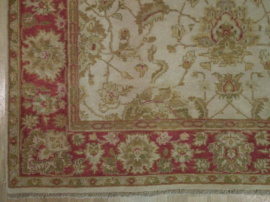 6 ' x 9 ' Beige & Red Flowers Agra Rug - bestrugplace