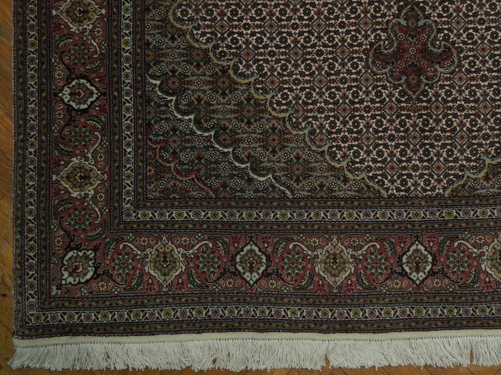 6' x 6' Brown Persian Tabriz Wool & Silk Rug 19993