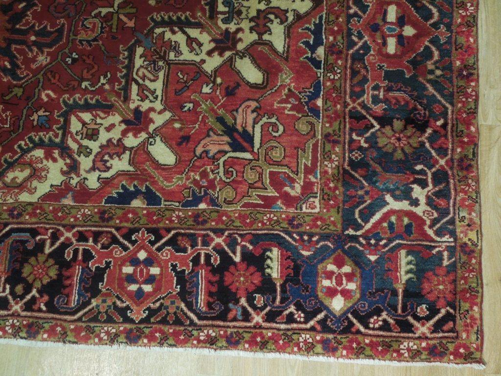 9x11 Authentic Hand Knotted Semi-Antique Persian Heriz Rug - Iran - bestrugplace