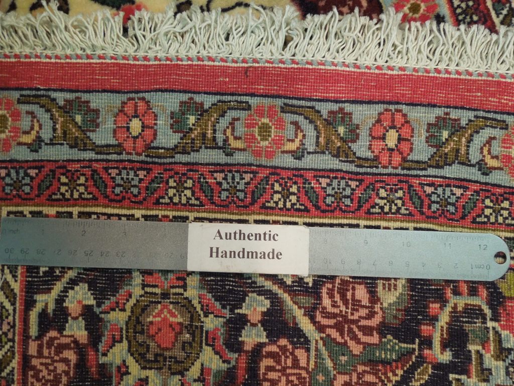 7 x 10.7 Ivory Fine Persian Floral Bijar Rug 72408