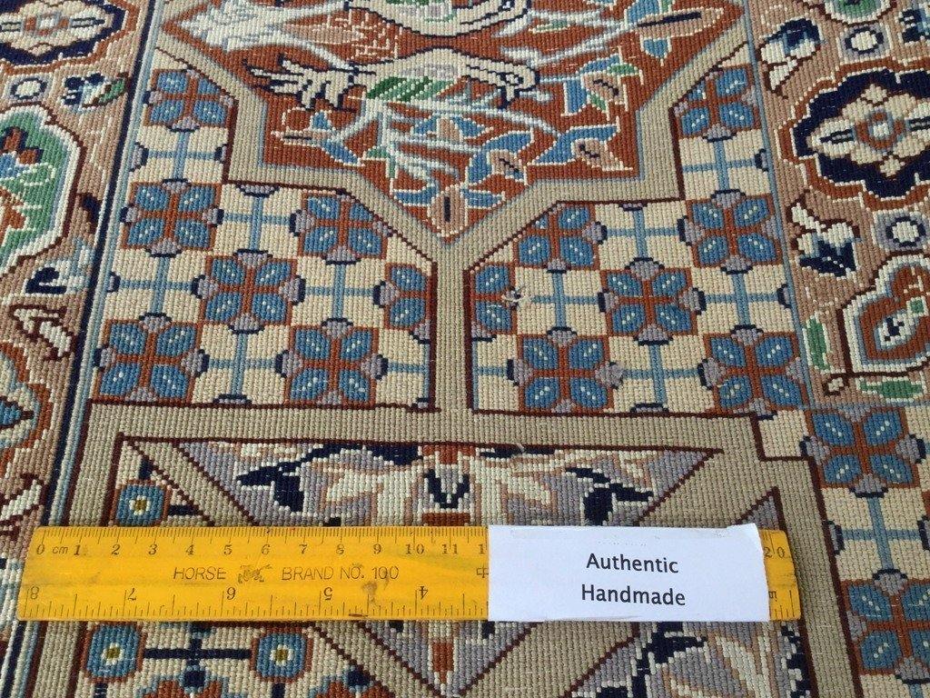10x13 Authentic Hand Knotted Persian Wool & Silk Nain Rug - Iran - bestrugplace
