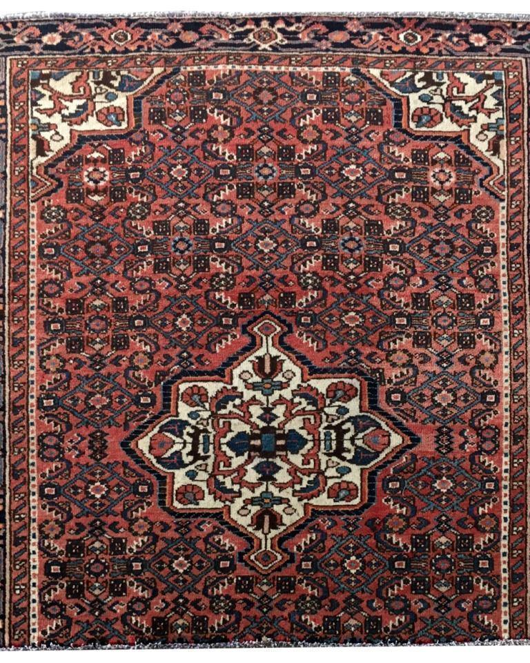 4.7' x 4.7' Ivory-Persian-Hamadan-Bijar-Rug.jpg 
