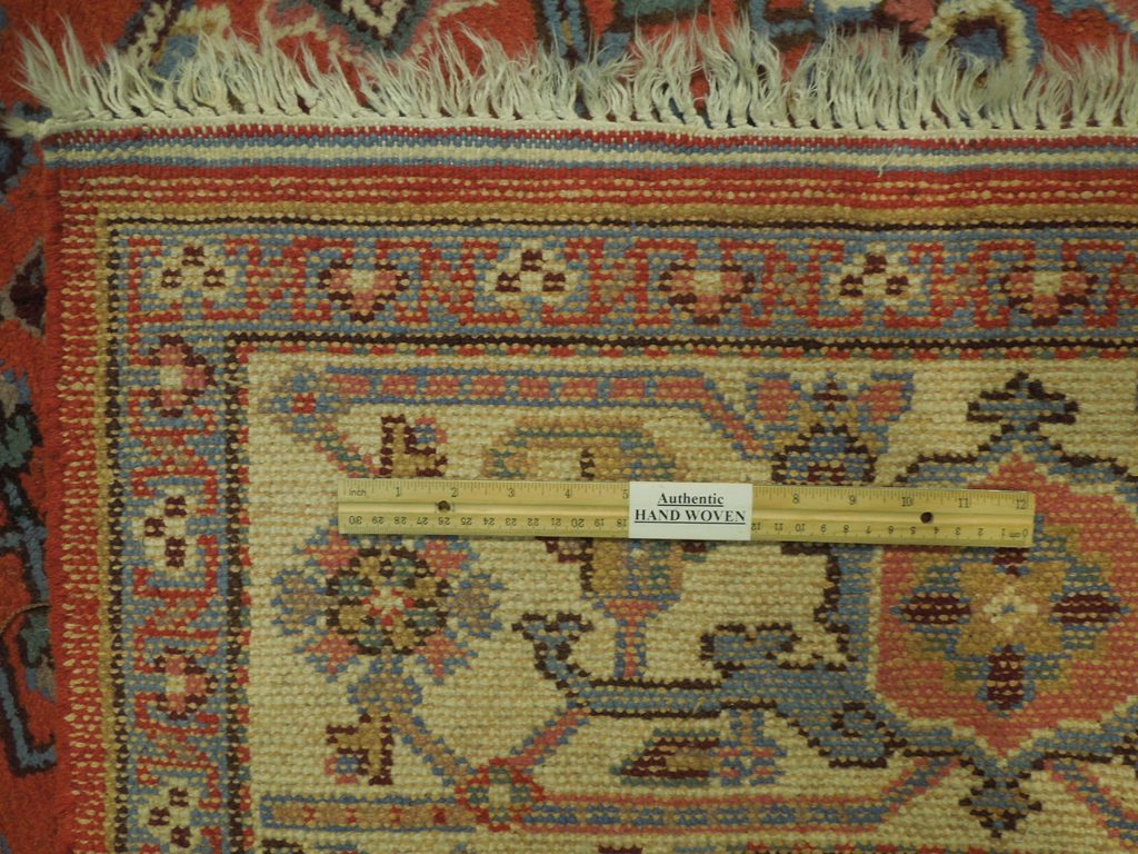 7' x 10' Salmon Red Semi-Antique Turkish Heriz Rug 23949