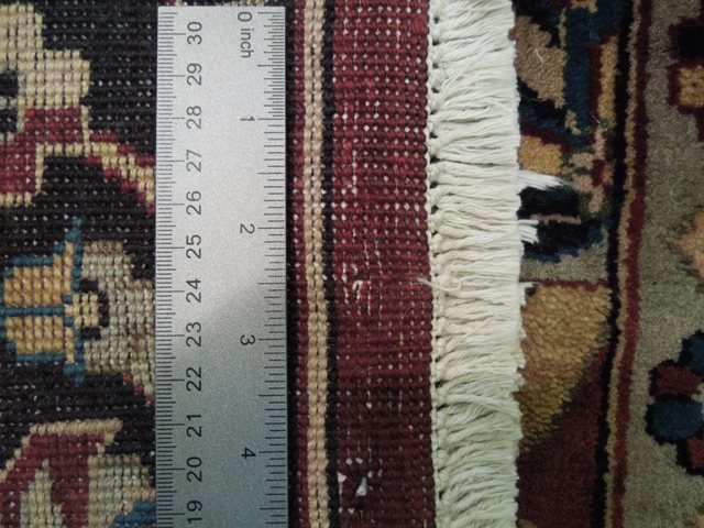 4 x 13.9 Burgundy Red Mashad Runner Rug 15788