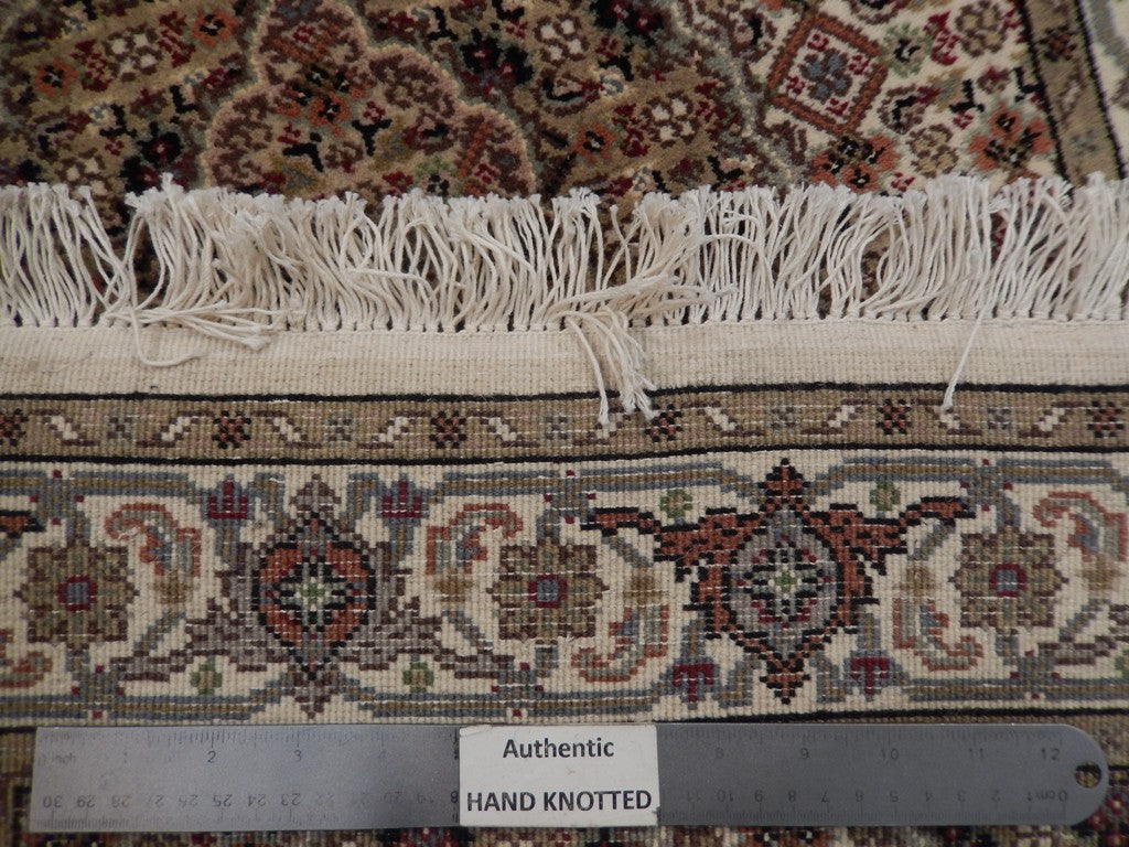 2' x 12' Ivory Wool & Silk Tabriz Mahi Runner Rug 21519