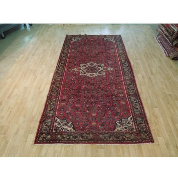 5.5 x 10.11 Muddy Green Semi-Antique Persian Hamadan Runner 72628