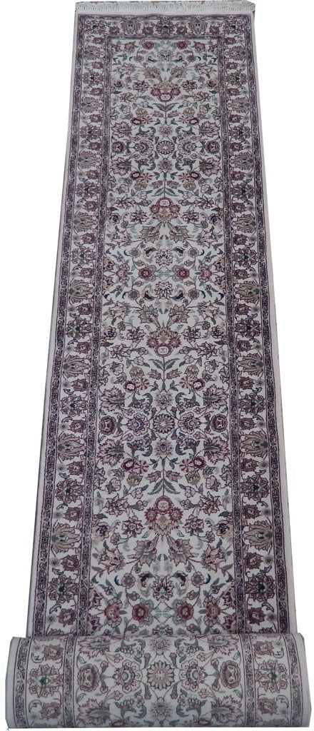 3' x 20' Ivory Sino Wool & Silk Runner Rug 21541