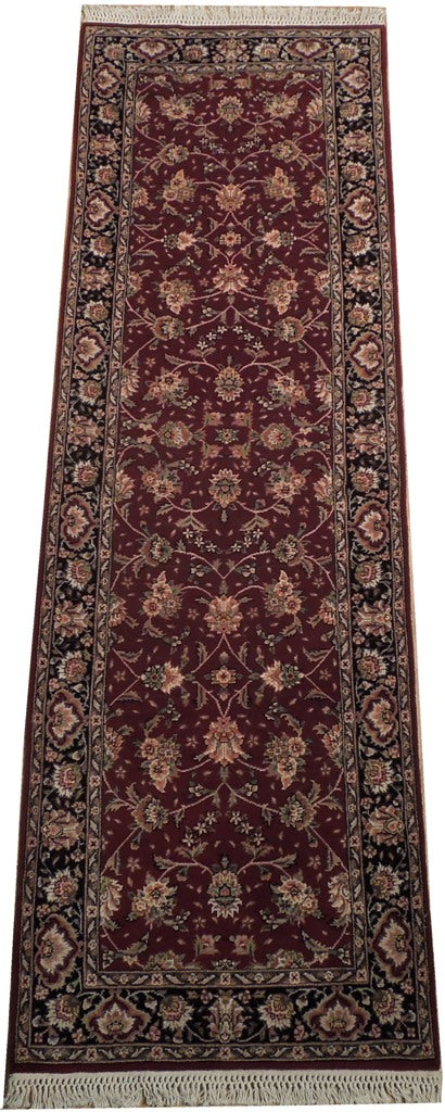 3' x 8' Red Lavar Wool & Silk Fine Quality Runner Rug 19006