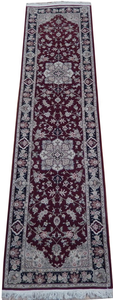 2' x 10' Red Sino Wool & Silk Runner Rug 21568