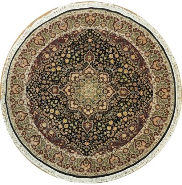 7 x 7 Black Fine Quality Wool&Silk Round Rug 20850
