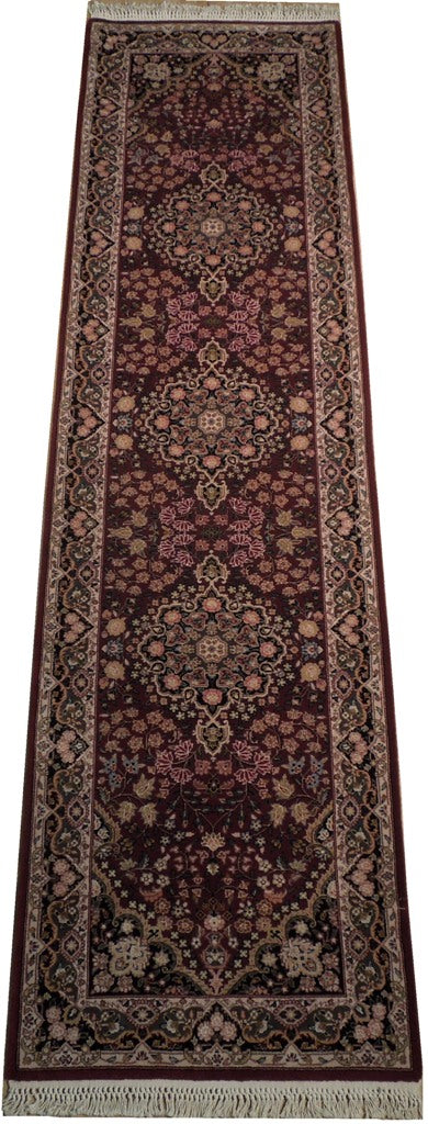 3' x 10' Red Lavar Wool & Silk Fine Quality Runner Rug 19005