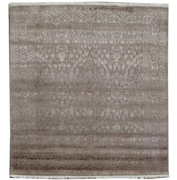 8.2 x 8.0 Brown Fine Quality Wool & Silk Rug 20088